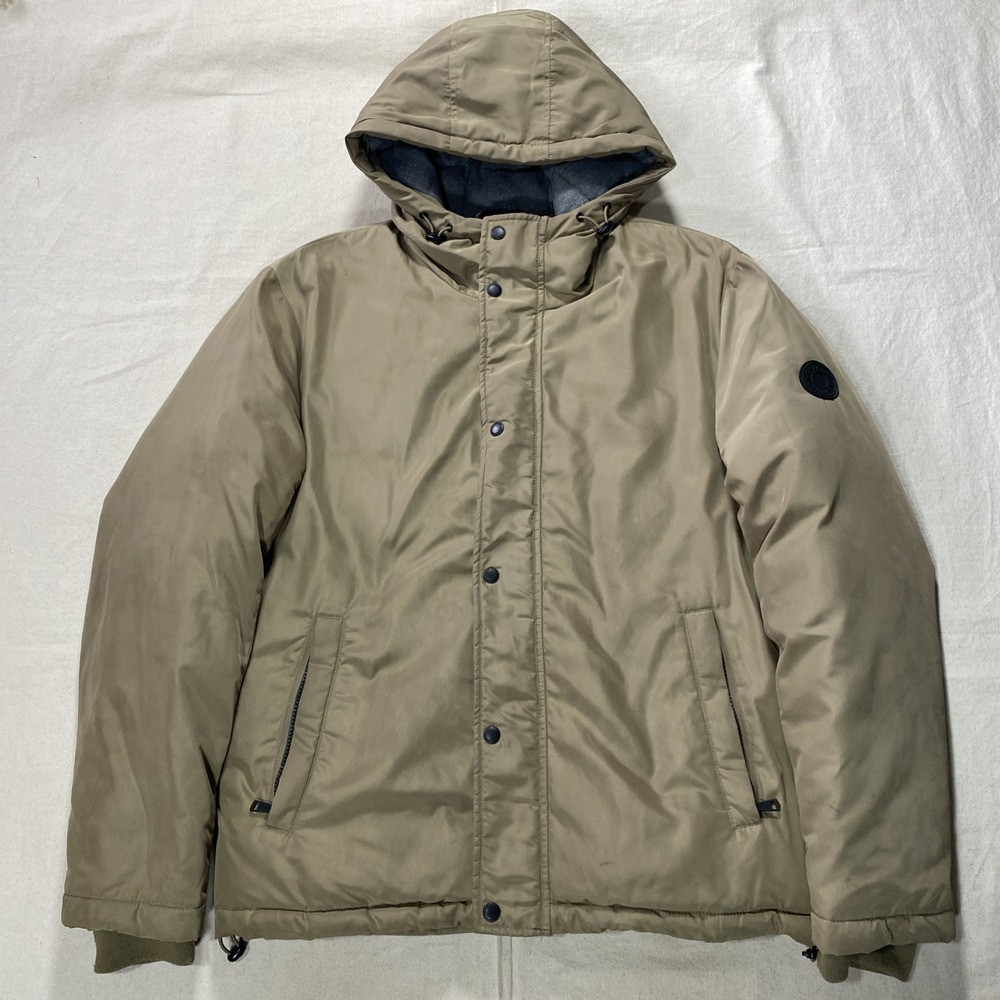 Cole Haan Men's Size M Hooded Puffer Jacket Parka Coat Winter Warm Gold